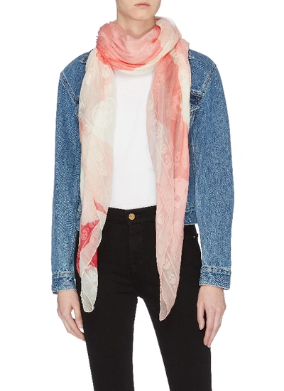 Shop Alexander Mcqueen Si Torn Roses Scarf In Rose Pink