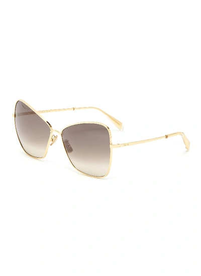 Shop Celine Metal Oversized Butterfly Sunglasses In Metallic