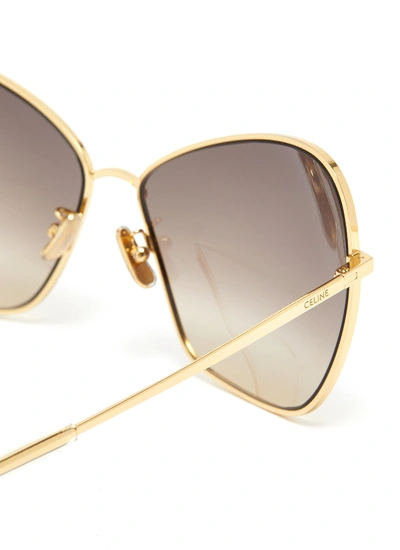 Shop Celine Metal Oversized Butterfly Sunglasses In Metallic