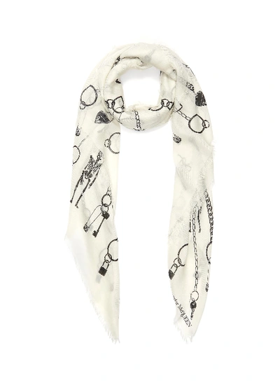 Shop Alexander Mcqueen Chain Burnst Modal-wool Scarf