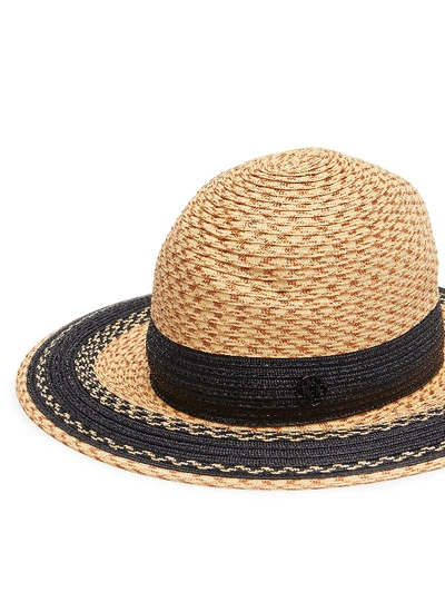 Shop Maison Michel 'virginie' Colourblock Straw Fedora Hat