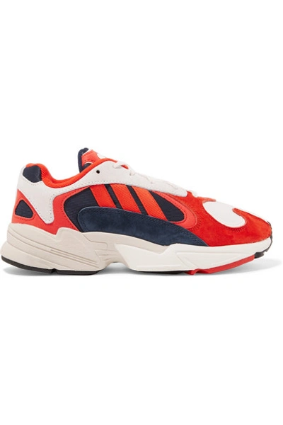 Shop Adidas Originals Yung 1 Nubuck And Mesh Sneakers In Red