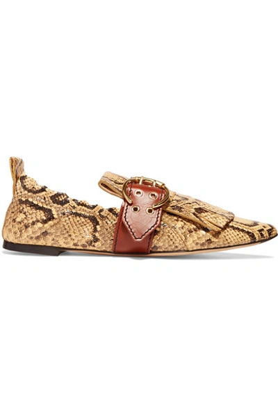 Shop Chloé Snake-effect Leather Loafers In Snake Print