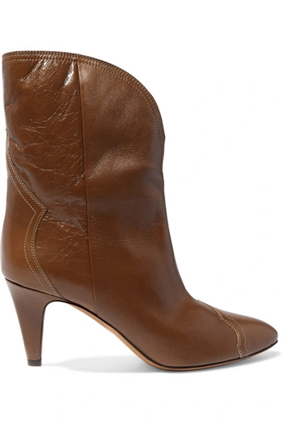 Shop Isabel Marant Dythey Leather Ankle Boots In Taupe