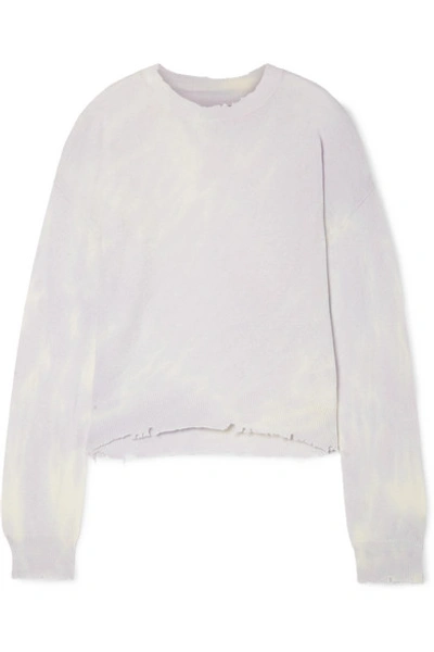 Shop Rta Emma Distressed Tie-dyed Cashmere Sweater In Ivory