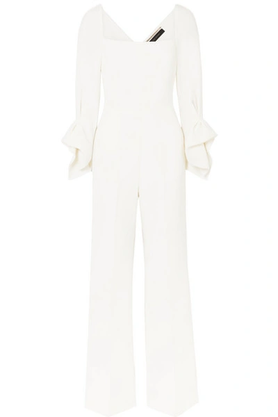 Shop Roland Mouret Bethany Wool-crepe Jumpsuit In Ivory