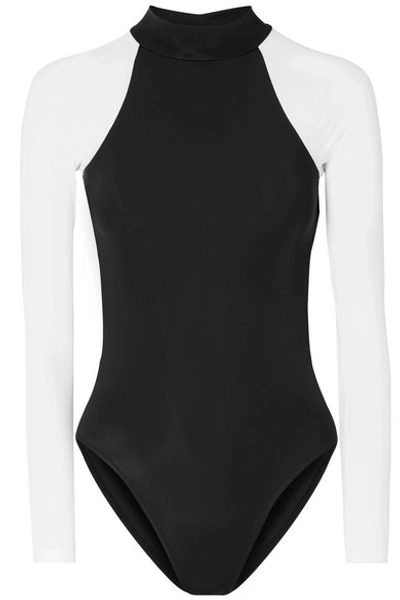 Shop All Sisters Scalene Two-tone Swimsuit In Black