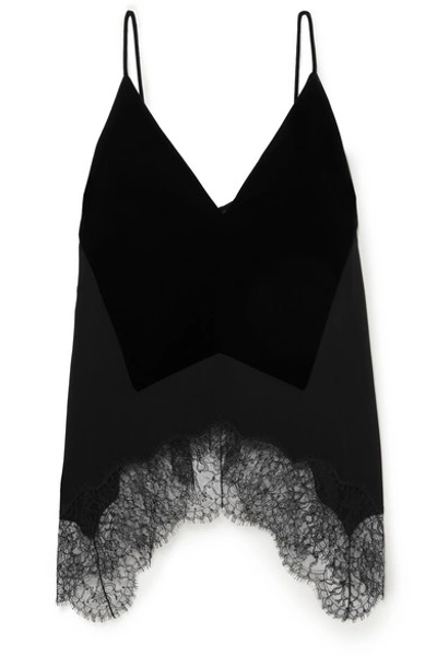 Shop Givenchy Velvet, Crepe And Lace Camisole In Black