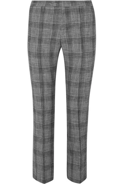 Shop Isabel Marant Derys Checked Cotton-blend Straight-leg Pants In Dark Gray