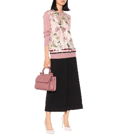 Shop Dolce & Gabbana Floral Silk Sweater In Pink