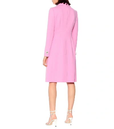 Shop Dolce & Gabbana Embellished Wool Coat In Pink