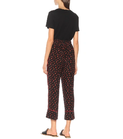 Shop N°21 Printed Silk High-rise Pants In Black