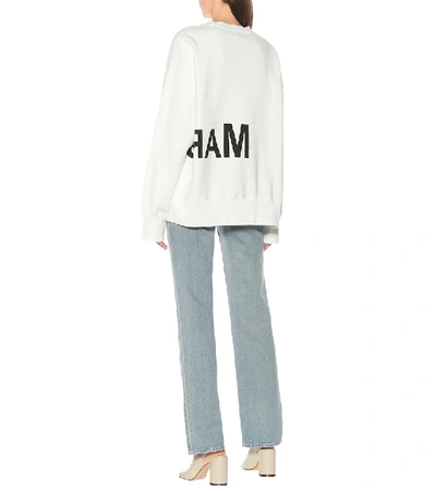 Shop Mm6 Maison Margiela Printed Cotton Sweatshirt In White