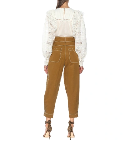 Shop Ulla Johnson Fleet Cotton-blend High-rise Pants In Beige