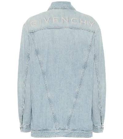 Shop Givenchy Logo-embroidered Denim Jacket In Blue