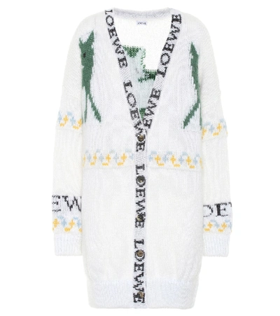 Shop Loewe Mohair-blend Cardigan In White