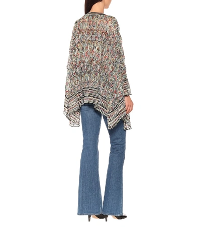 Shop Missoni Knitted Poncho In Multicoloured