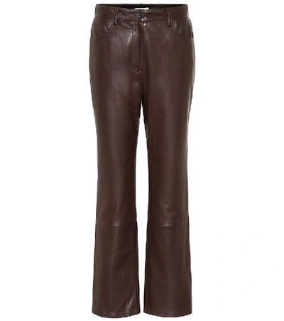 Shop The Row Charlee Leather High-rise Jeans In Brown