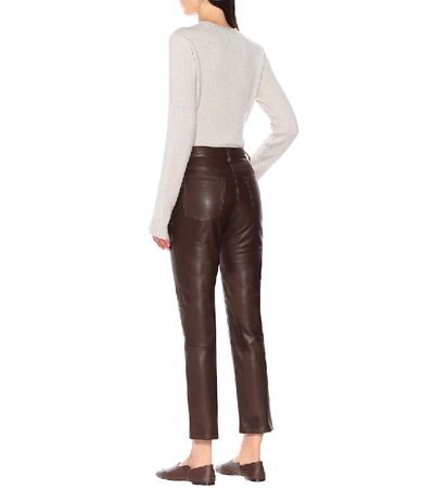 Shop The Row Charlee Leather High-rise Jeans In Brown