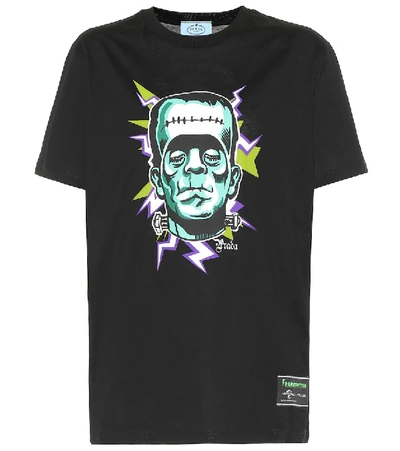 Shop Prada Frankenstein Cotton T-shirt In Black