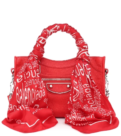 Shop Balenciaga Classic City Scarf Mini Leather Tote In Red