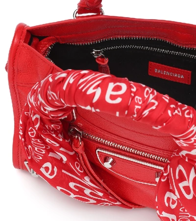 Shop Balenciaga Classic City Scarf Mini Leather Tote In Red