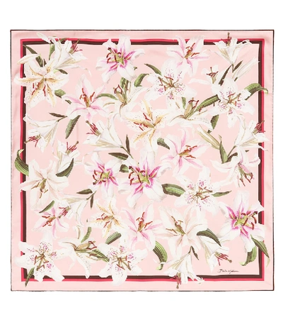 Shop Dolce & Gabbana Floral Silk Scarf In Pink