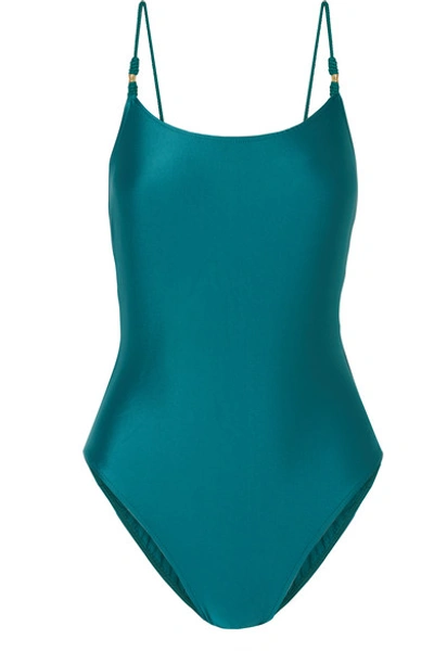 Shop Vix Rosie Rope-trimmed Swimsuit In Teal