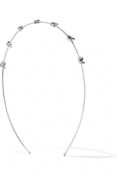 Shop Suzanne Kalan 18-karat White Gold, Sapphire And Diamond Headband