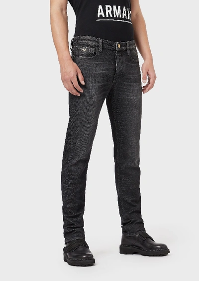 Shop Emporio Armani Slim Jeans - Item 42756108 In Black