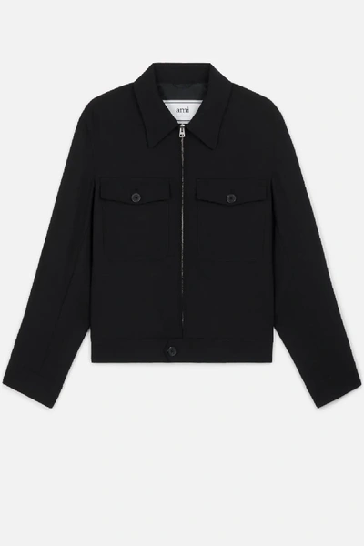 Shop Ami Alexandre Mattiussi Patched Pockets Zipped Jacket In Black