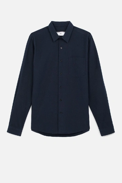 Shop Ami Alexandre Mattiussi Shirt With Chest Pocket In Blue