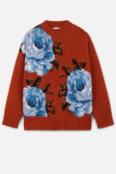 Shop Ami Alexandre Mattiussi Oversize Flowers Sweater In Orange
