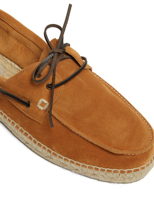 Manebi ManebÍ Hamptons Suede Espadrille Deck Shoes Mens Brown