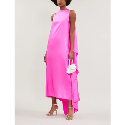 Shop Bernadette Judy Silk Maxi Dress In Shocking Pink