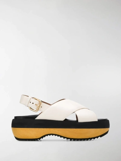 Shop Marni Platform Sole Sandals In White