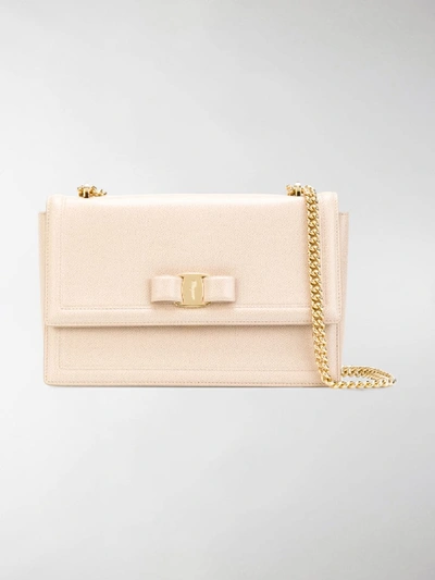 Shop Ferragamo Medium Vara Bow Shoulder Bag In Neutrals