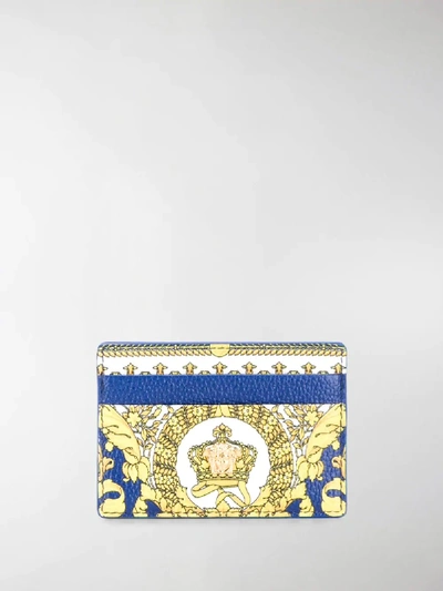 Shop Versace Barocco Print Card Holder In Blue