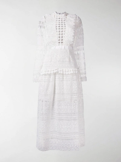 Shop Self-portrait Guipure Lace Maxi Dress In White