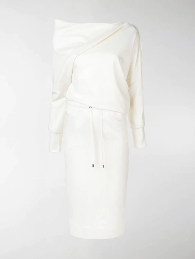 Shop Tom Ford Square Shoulder Sweatshirt Dress In White