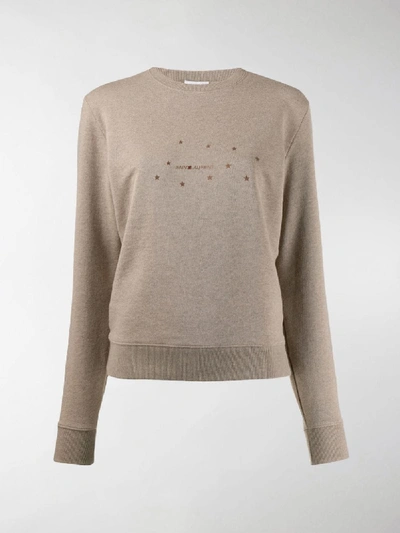 Shop Saint Laurent Stars Print Sweatshirt In Neutrals