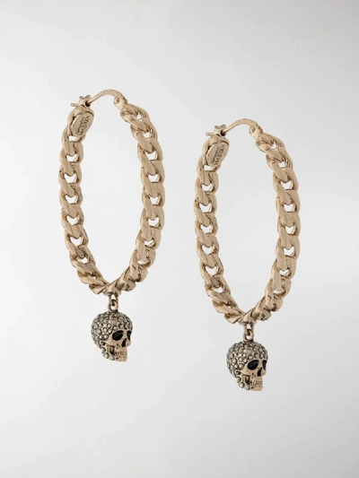 Shop Alexander Mcqueen Chain Skull Hoop Earrings In Gold