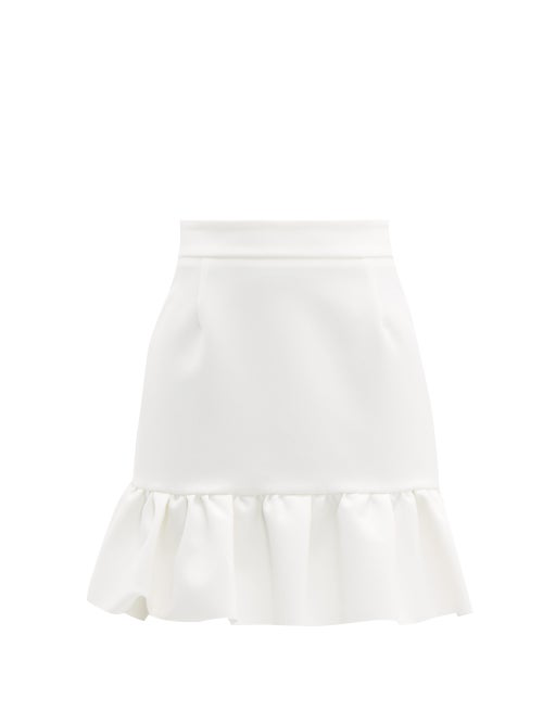 Msgm Ruffled-Hem Crepe Mini Skirt In White | ModeSens