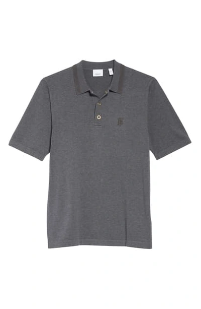 Shop Burberry Snap Short Sleeve Jersey Polo In Mid Grey Melange