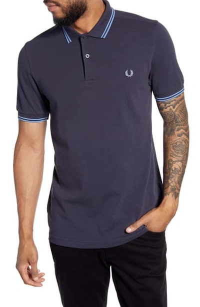 Shop Fred Perry Twin Tipped Extra Slim Fit Pique Polo In Graphite