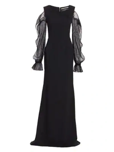 Shop Roland Mouret Cannes Split-sleeve Gown In Black