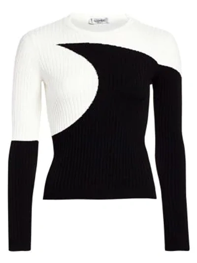 Shop Valentino Luna Knit Sweater In Ivory Black