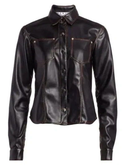Shop Proenza Schouler Faux Leather Shirt In Black