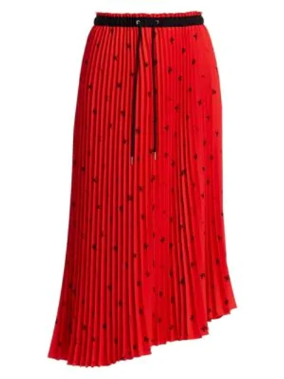 Shop Proenza Schouler Print Pleated Midi Skirt In Poppy Blackbear