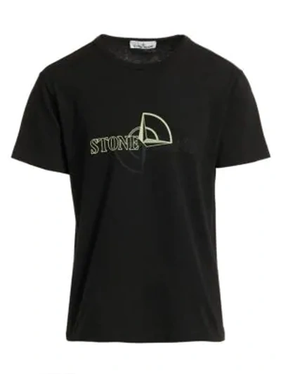 Shop Stone Island Compass Graphic T-shirt In Black